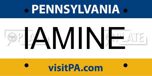 IAMINE Pennsylvania License Plate