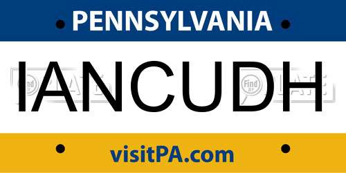 IANCUDH Pennsylvania License Plate
