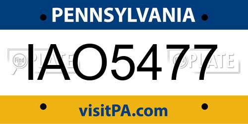 IAO5477 Pennsylvania License Plate