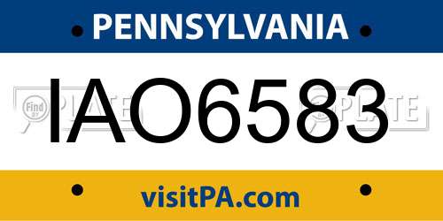 IAO6583 Pennsylvania License Plate