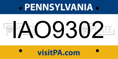 IAO9302 Pennsylvania License Plate