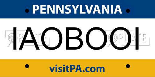 IAOBOOI Pennsylvania License Plate