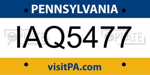IAQ5477 Pennsylvania License Plate