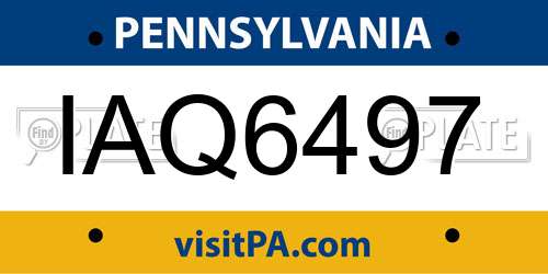 IAQ6497 Pennsylvania License Plate