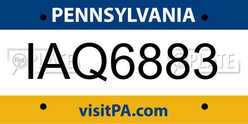 IAQ6883 Pennsylvania License Plate