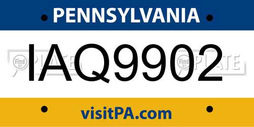 IAQ9902 Pennsylvania License Plate