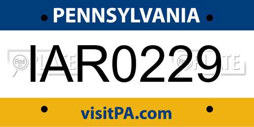 IAR0229 Pennsylvania License Plate