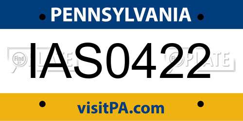 IAS0422 Pennsylvania License Plate