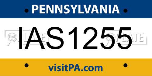 IAS1255 Pennsylvania License Plate