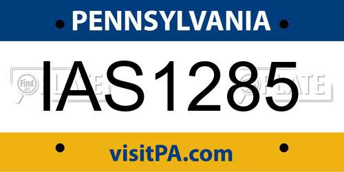 IAS1285 Pennsylvania License Plate