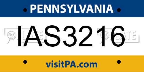 IAS3216 Pennsylvania License Plate