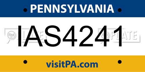 IAS4241 Pennsylvania License Plate