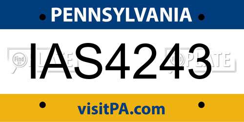 IAS4243 Pennsylvania License Plate