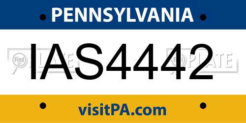 IAS4442 Pennsylvania License Plate