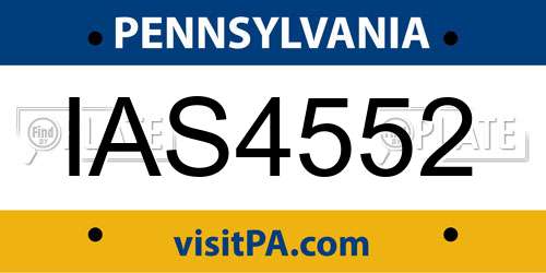 IAS4552 Pennsylvania License Plate