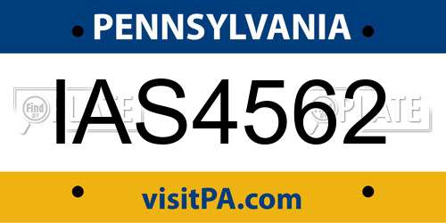 IAS4562 Pennsylvania License Plate