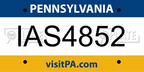 IAS4852 Pennsylvania License Plate
