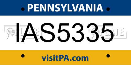 IAS5335 Pennsylvania License Plate