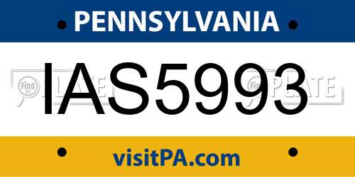 IAS5993 Pennsylvania License Plate