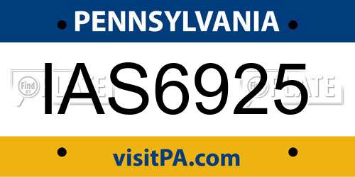 IAS6925 Pennsylvania License Plate