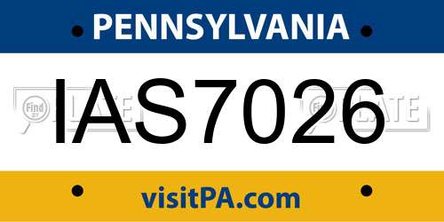 IAS7026 Pennsylvania License Plate