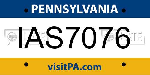 IAS7076 Pennsylvania License Plate