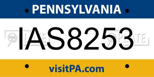 IAS8253 Pennsylvania License Plate