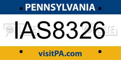 IAS8326 Pennsylvania License Plate