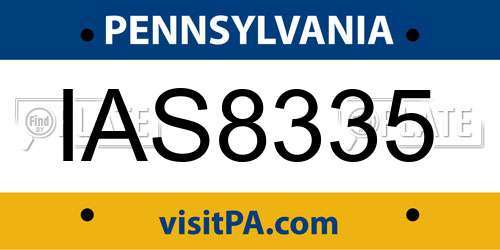 IAS8335 Pennsylvania License Plate