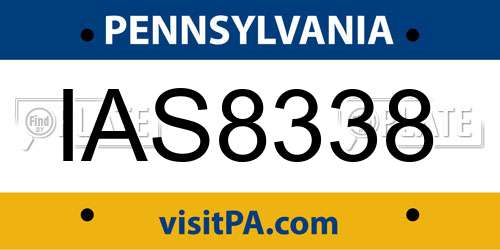 IAS8338 Pennsylvania License Plate