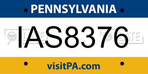 IAS8376 Pennsylvania License Plate