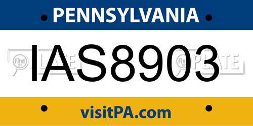 IAS8903 Pennsylvania License Plate