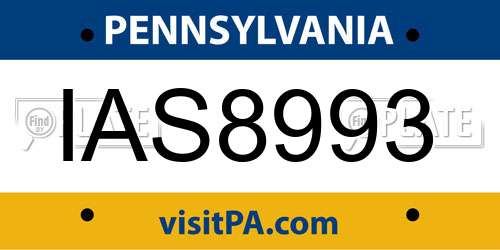 IAS8993 Pennsylvania License Plate