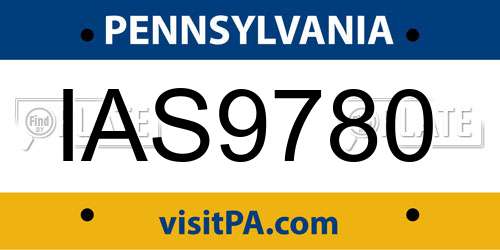 IAS9780 Pennsylvania License Plate
