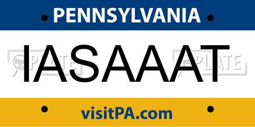 IASAAAT Pennsylvania License Plate