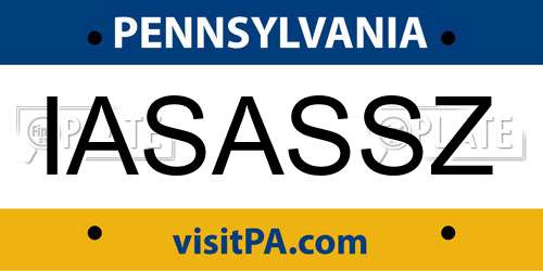 IASASSZ Pennsylvania License Plate