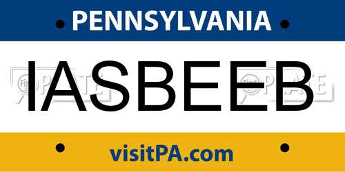 IASBEEB Pennsylvania License Plate