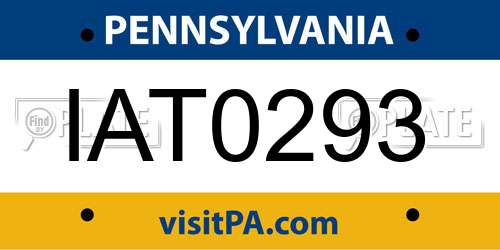 IAT0293 Pennsylvania License Plate