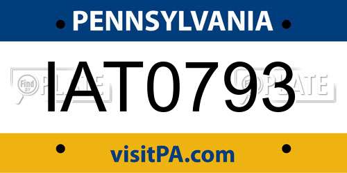 IAT0793 Pennsylvania License Plate