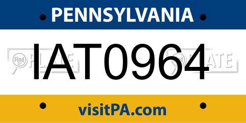 IAT0964 Pennsylvania License Plate