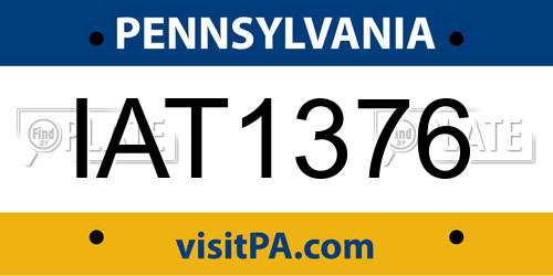 IAT1376 Pennsylvania License Plate
