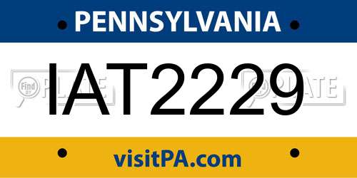 IAT2229 Pennsylvania License Plate