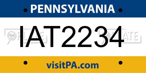 IAT2234 Pennsylvania License Plate