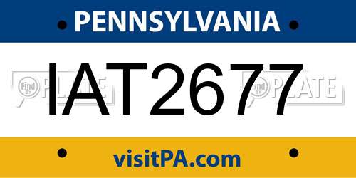 IAT2677 Pennsylvania License Plate