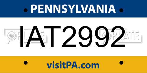 IAT2992 Pennsylvania License Plate