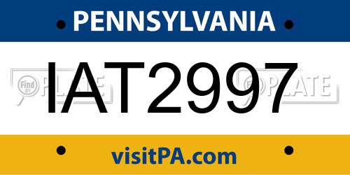 IAT2997 Pennsylvania License Plate