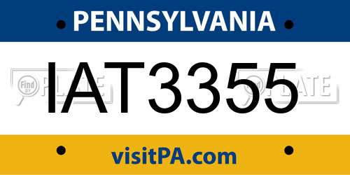 IAT3355 Pennsylvania License Plate