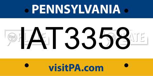 IAT3358 Pennsylvania License Plate