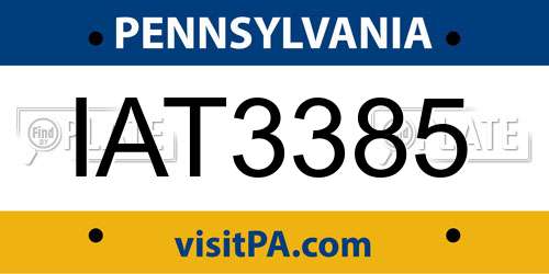 IAT3385 Pennsylvania License Plate