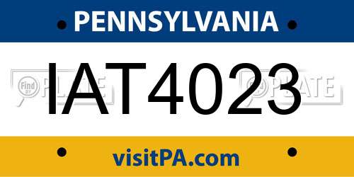 IAT4023 Pennsylvania License Plate